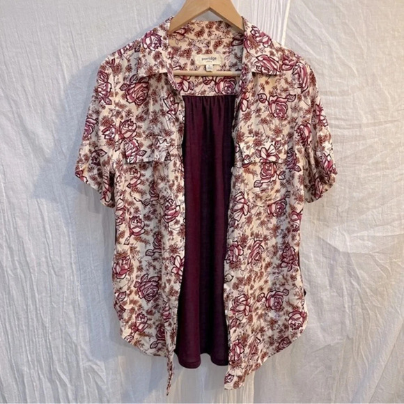 Anthropologie Porridge Purple Floral Button Down Blouse, S - Picture 1 of 12